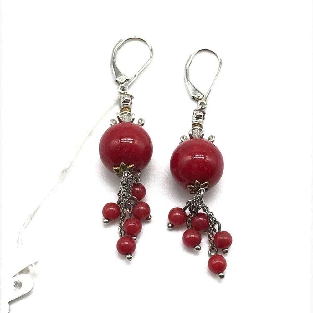 Michael Valitutti NH Gems En Vogue II 925 Sterling Silver Red Coral Earrings